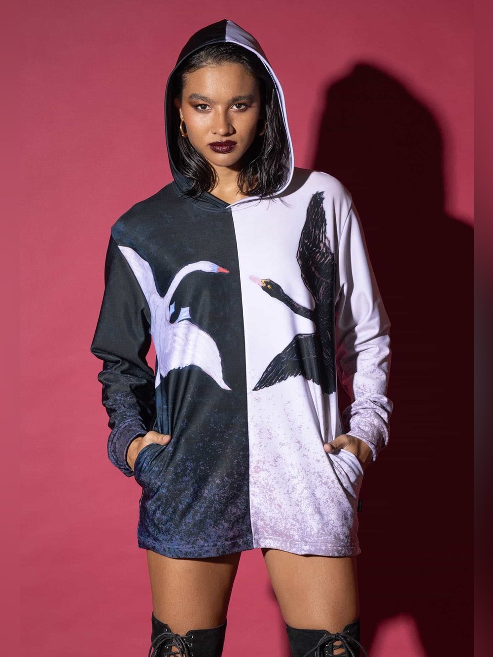 Blackmilk The Swans- Split Hoodie NWOT
